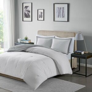 ⚡️New Madison Park Hayden Reversible Yarn Dyed Down Alt Comforter Set Full/Queen